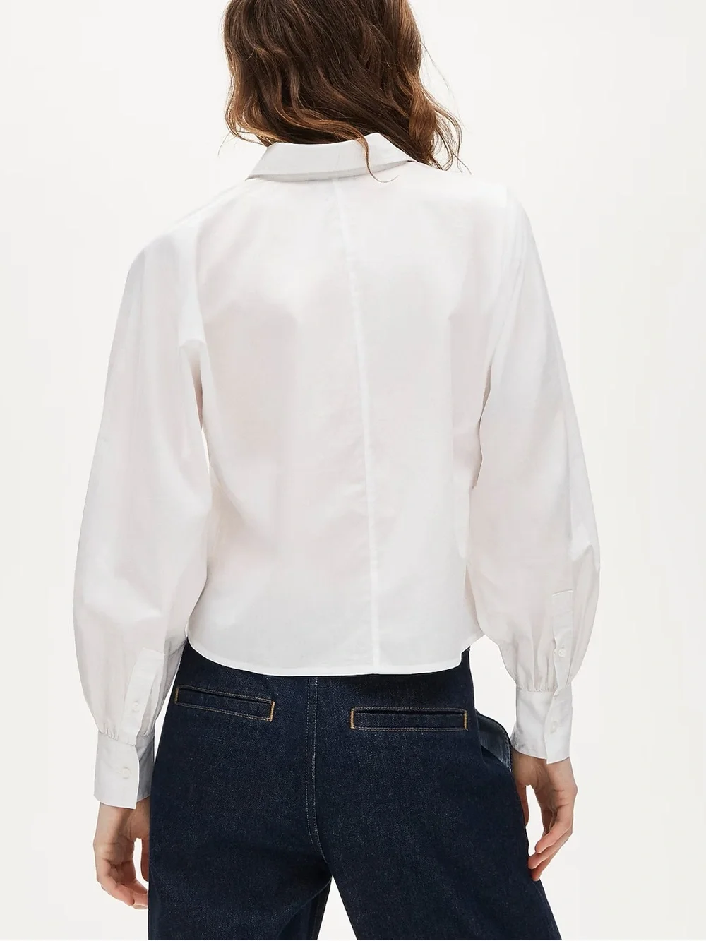 J. Crew White Puff-Sleeve Button-Down Shirt